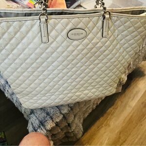 Coach Quilted White Tote Bag